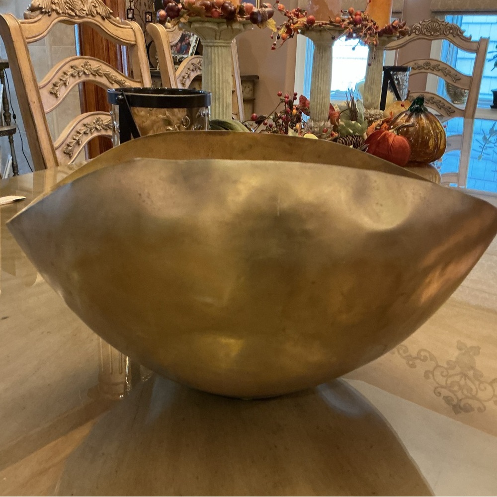 Eclectic by Tom Dixon Bash Vessel Bowl Large 15.5”x10.25x8.5” Handmade Brass